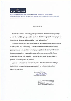 Referencje - Royal Greenland Seafood Koszalin - Kliknij aby powiększyć