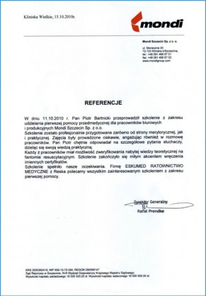 Referencje - Mondi Szczecin Sp. z o.o. - Kliknij aby powiększyć