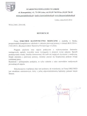 Referencje - ze Starostwa Powiatowego w Łobzie - Kliknij aby powiększyć