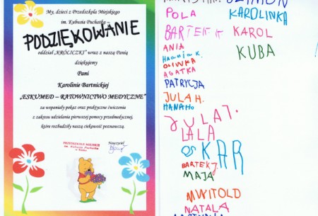 Podziękowania z Przedszkola w Resku - Kliknij aby powiększyć