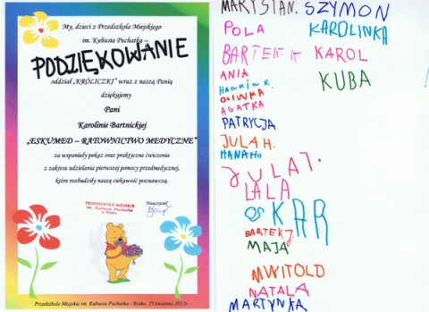 Podziękowania od dzieci z przedszkola w Resku